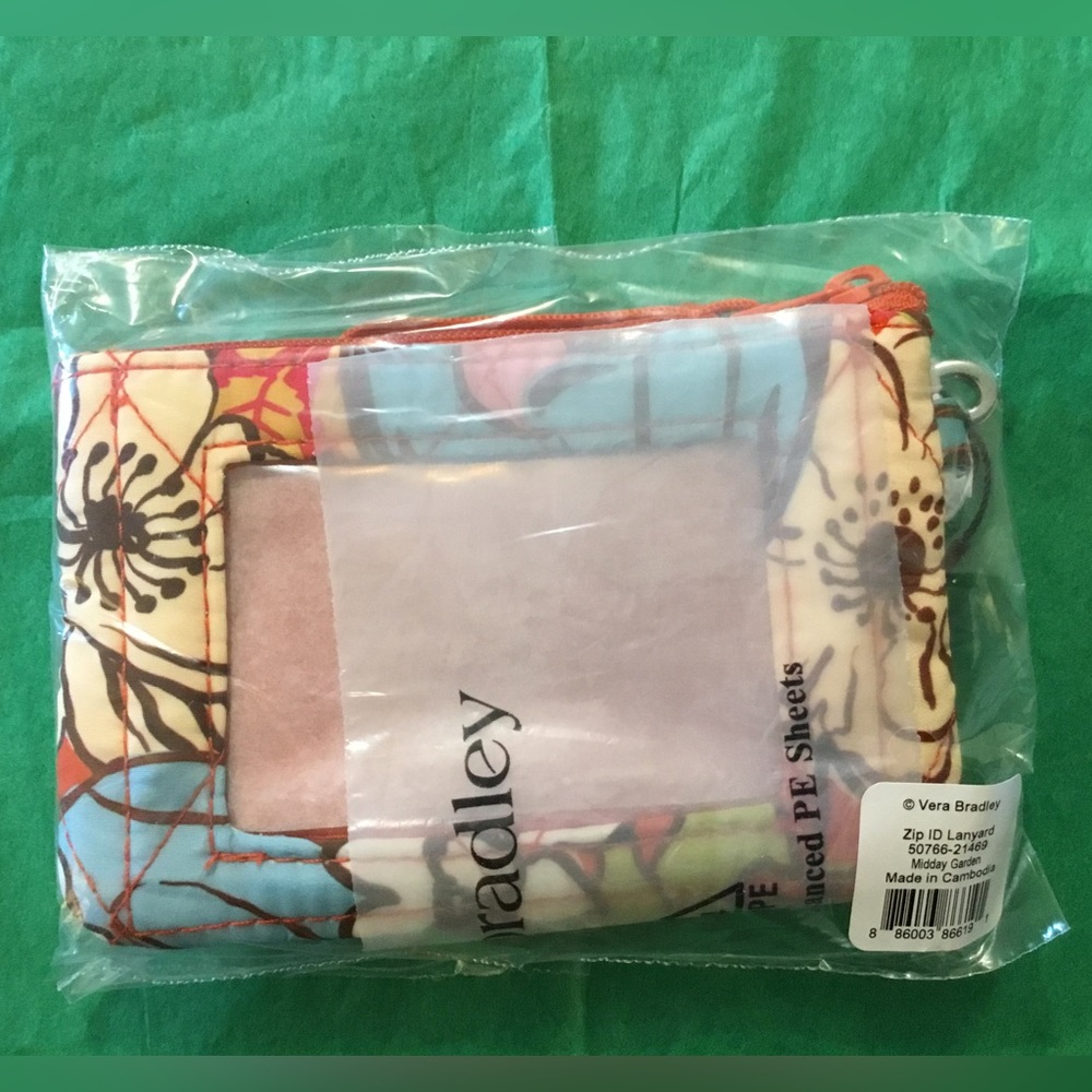 Vera Bradley Ultralight Zip ID Case & Lanyard Midday Garden